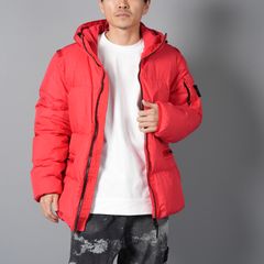 【残りわずか】 GARMENT DYED CRINKLE REPS R-NY / ダウンジャケット (フード付き) / レッド / ガーメントダイ