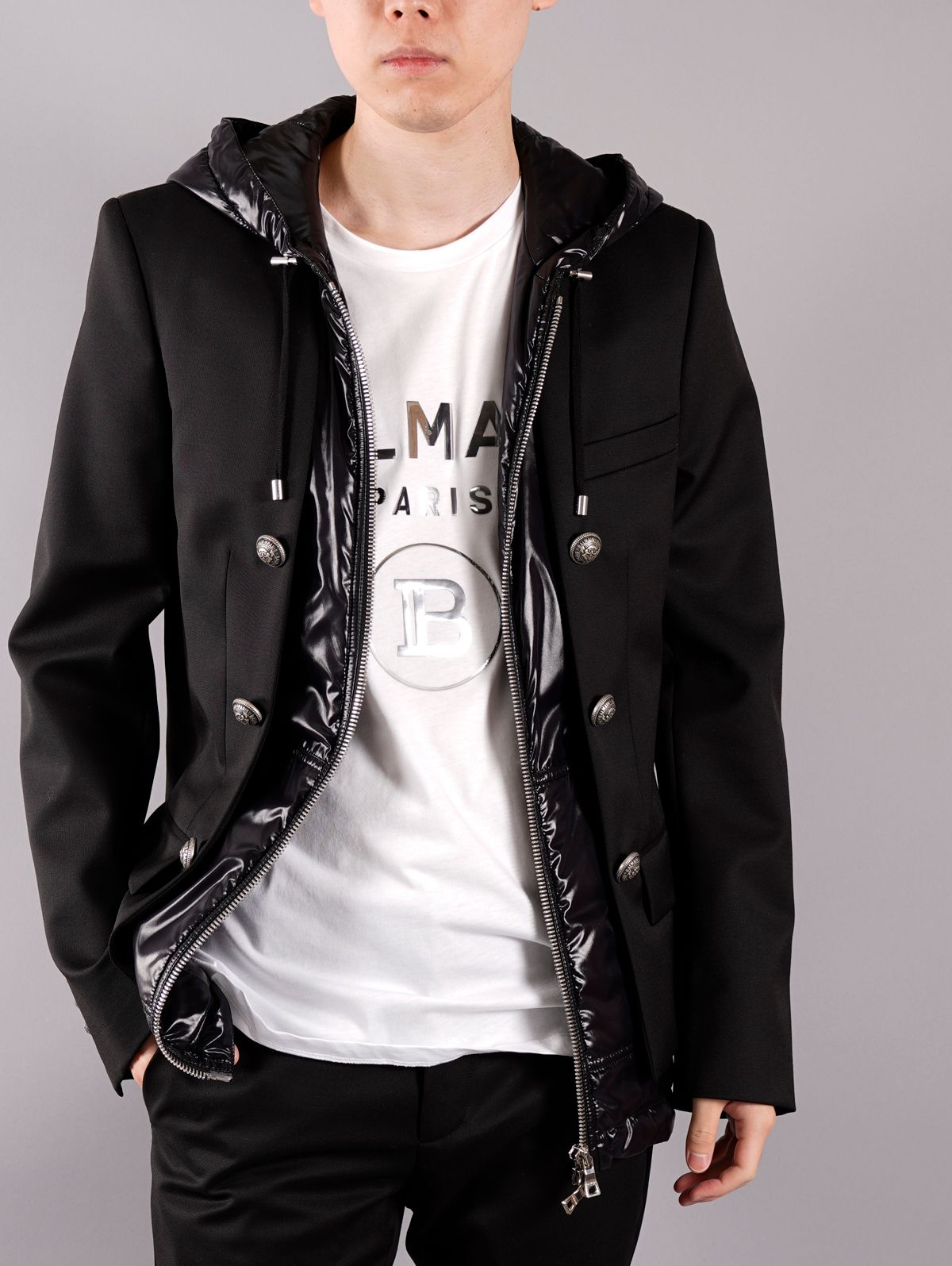 【ラスト1点】BH2 HOODED JACKET W / ZIPPED SW / フーデッド ジャケット (テーラード&ナイロンジャケット) / ブラック / メンズ