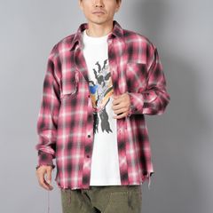 【ラスト1点】Antiqued shirt / アンティークシャツ / ネルシャツ [ダメージ加工] (レッド)