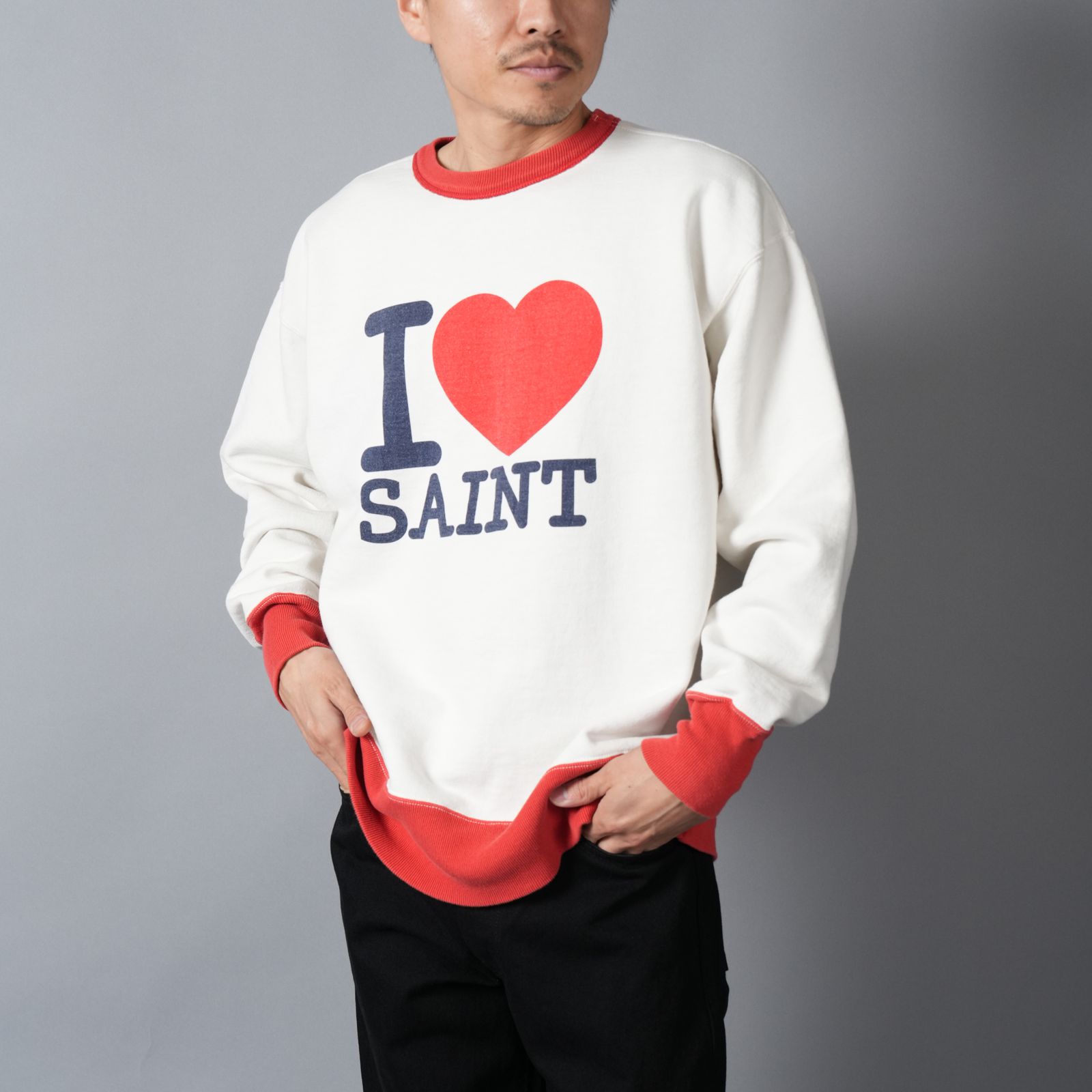 【残りわずか】SM-MK8-0000-055 / CRW NECK SWT / I LOVE SAINT / WHT / スウェット・トレーナー (ホワイト)