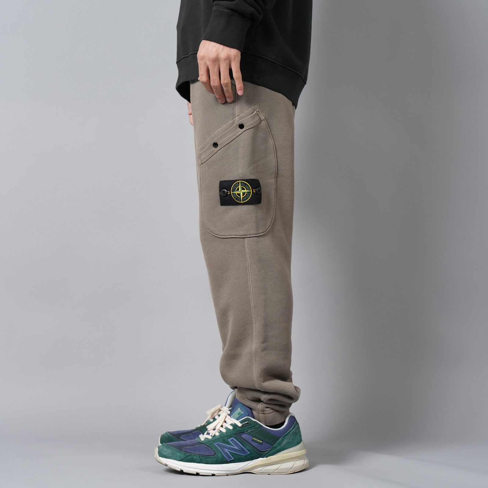 61141 / ORGANIC COTTON DIAGONAL FLEECE 'OLD' EFFECT / スウェットパンツ [ガーメントダイ] (ウォルナット)