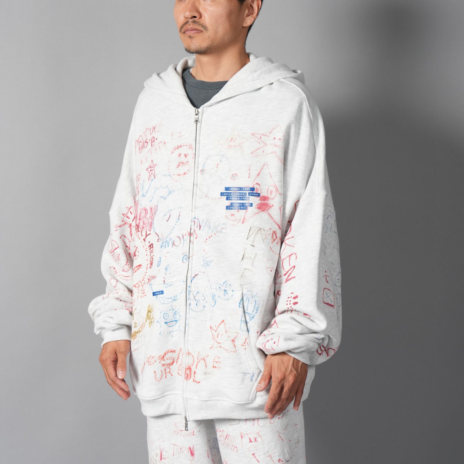 【ラスト1点】JOSHUA TREE DOUBLE ZIP HOODIE / ジップアップフーディー・パーカー (グレー)