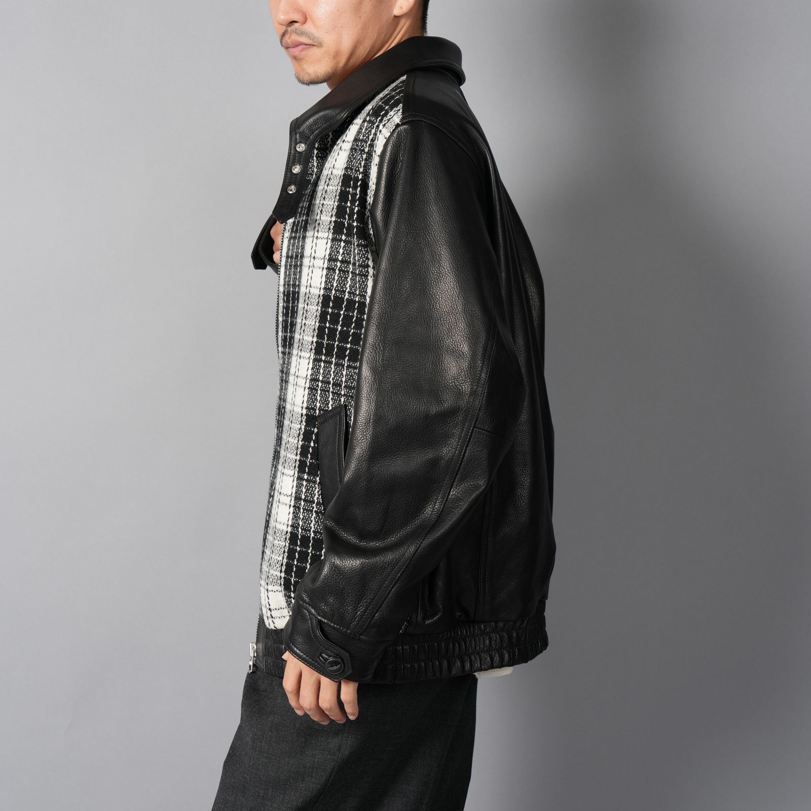 【ラスト1点】Murdoc Leather Jacket / マードックレザージャケット(ホワイト/ブラック)
