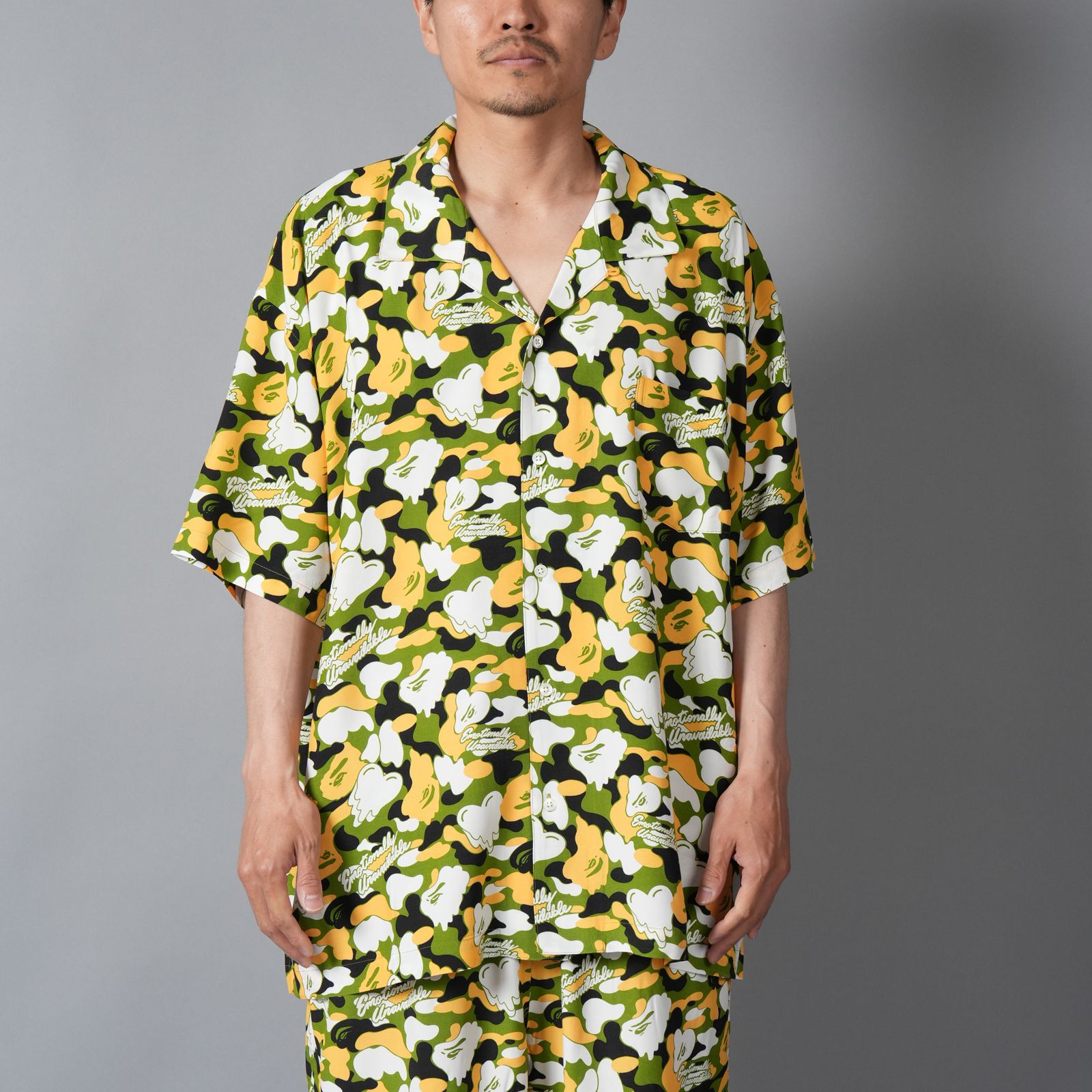 【コラボ】EU-MK8-0000-C02 / EU APE ALOHA SHIRT / GREEN / シャツ (グリーン)