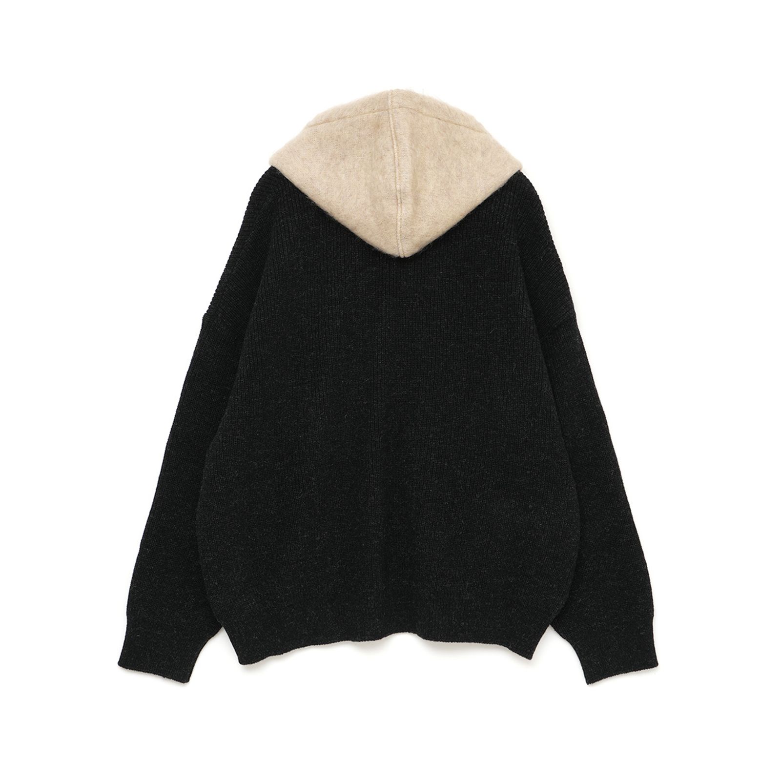 【ラスト1点】HOODED CARDIGAN / フーデッド カーディガン  (ブラック/ベージュ)