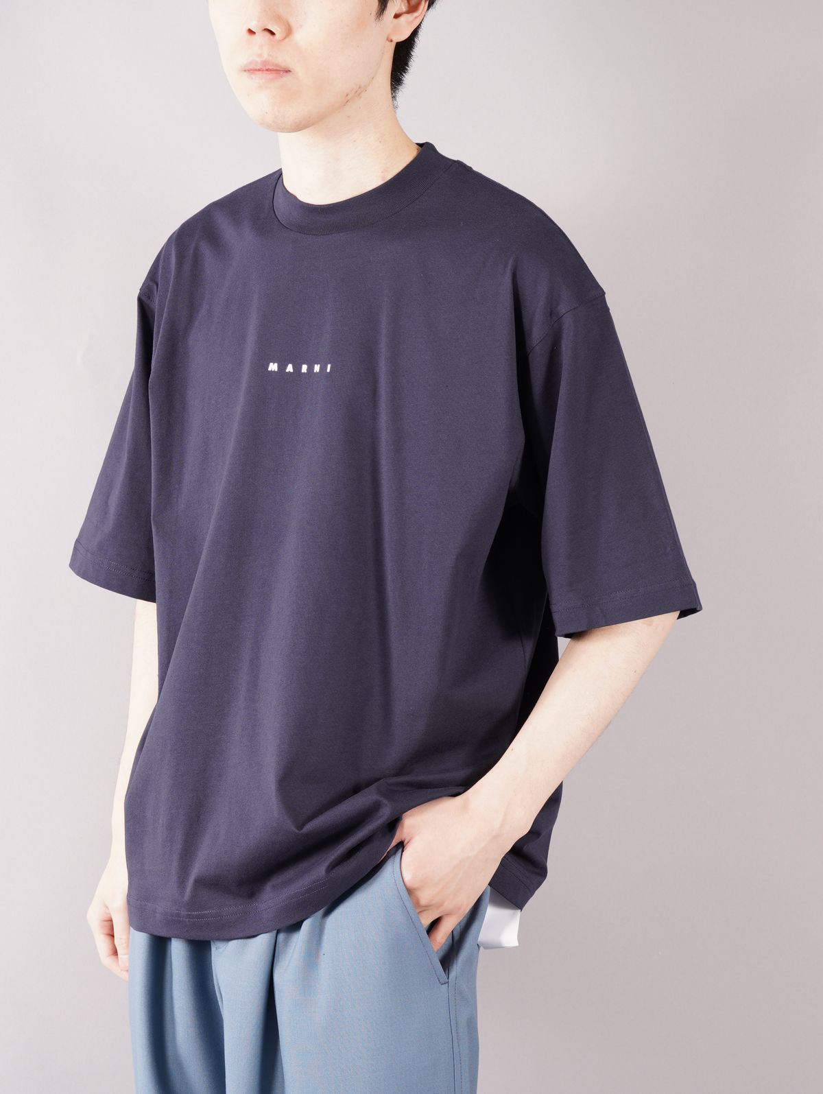 【ラスト1点】 LOGO T-SHIRT / ロゴ Tシャツ / オーバーサイズ / ネイビー / 22SS / メンズ - 46