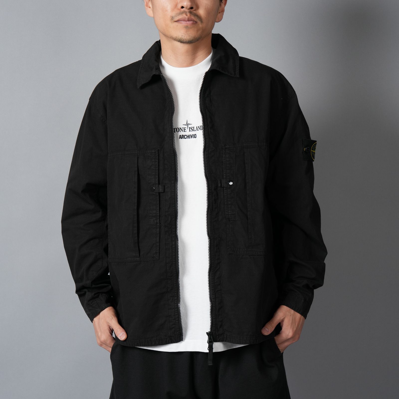 1200005 / MERCERISED ORGANIC COTTON RIPSTOP / オーバーシャツ(ブラック)