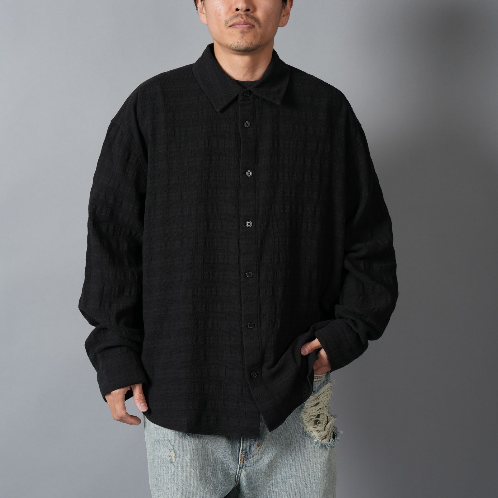 MAXI SHIRT / ロングスリーブシャツ (ブラック)