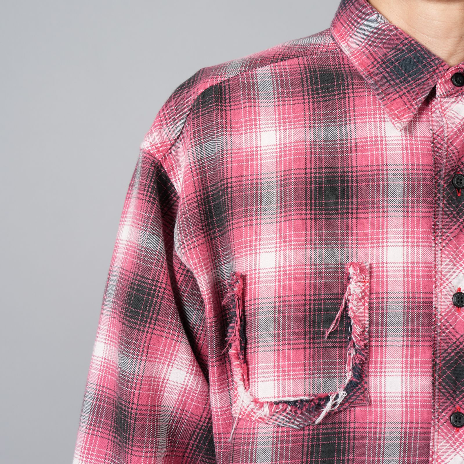 Rafuラフ　ダメージ加工ネルチェックシャツ　L Rafu - 【ラスト1点】Antiqued shirt / アンティークシャツ