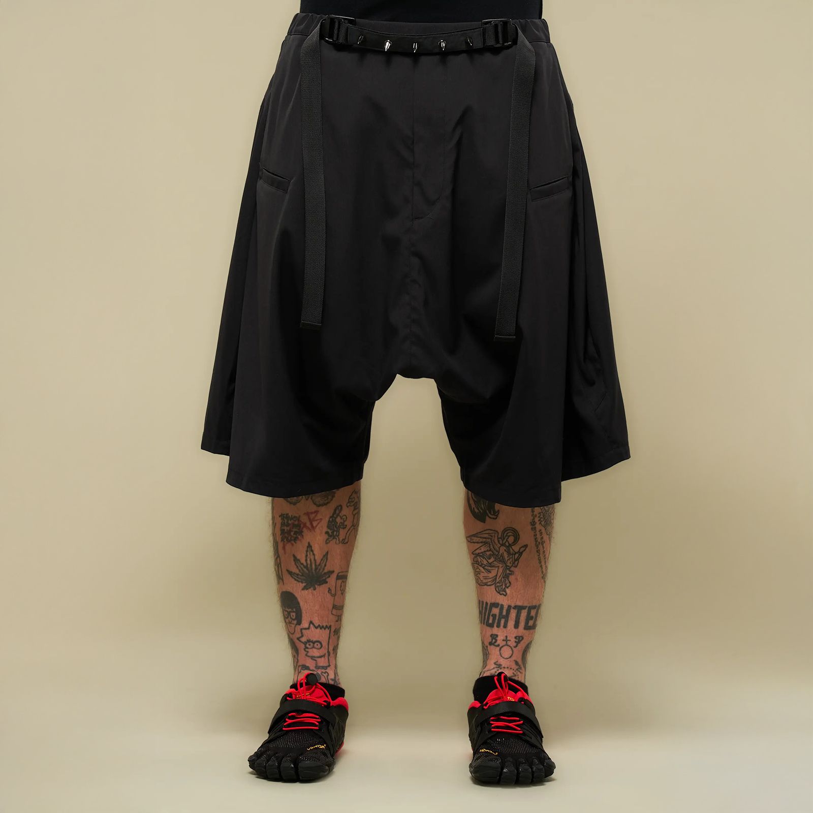 SP62-M / NYLON STRETCH WEB BELT SHORT PANT / ショートパンツ [ウルトラワイドフィット][ストレッチ入り] (ブラック)