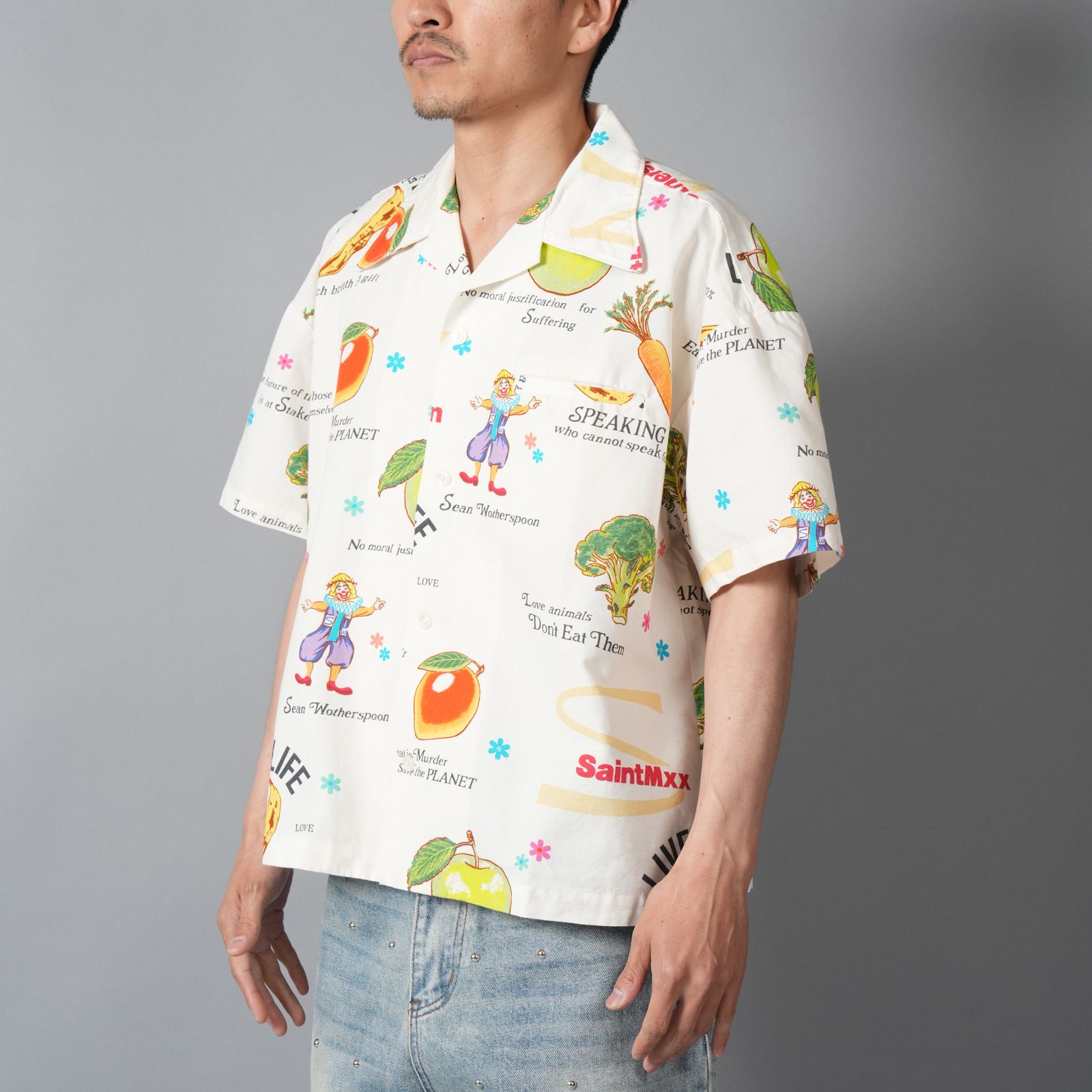 【コラボ】SM-MK8-0000-C10 / SW_OPEN COLLAR SHIRT / WHITE / オープンカラーシャツ  (ホワイト)