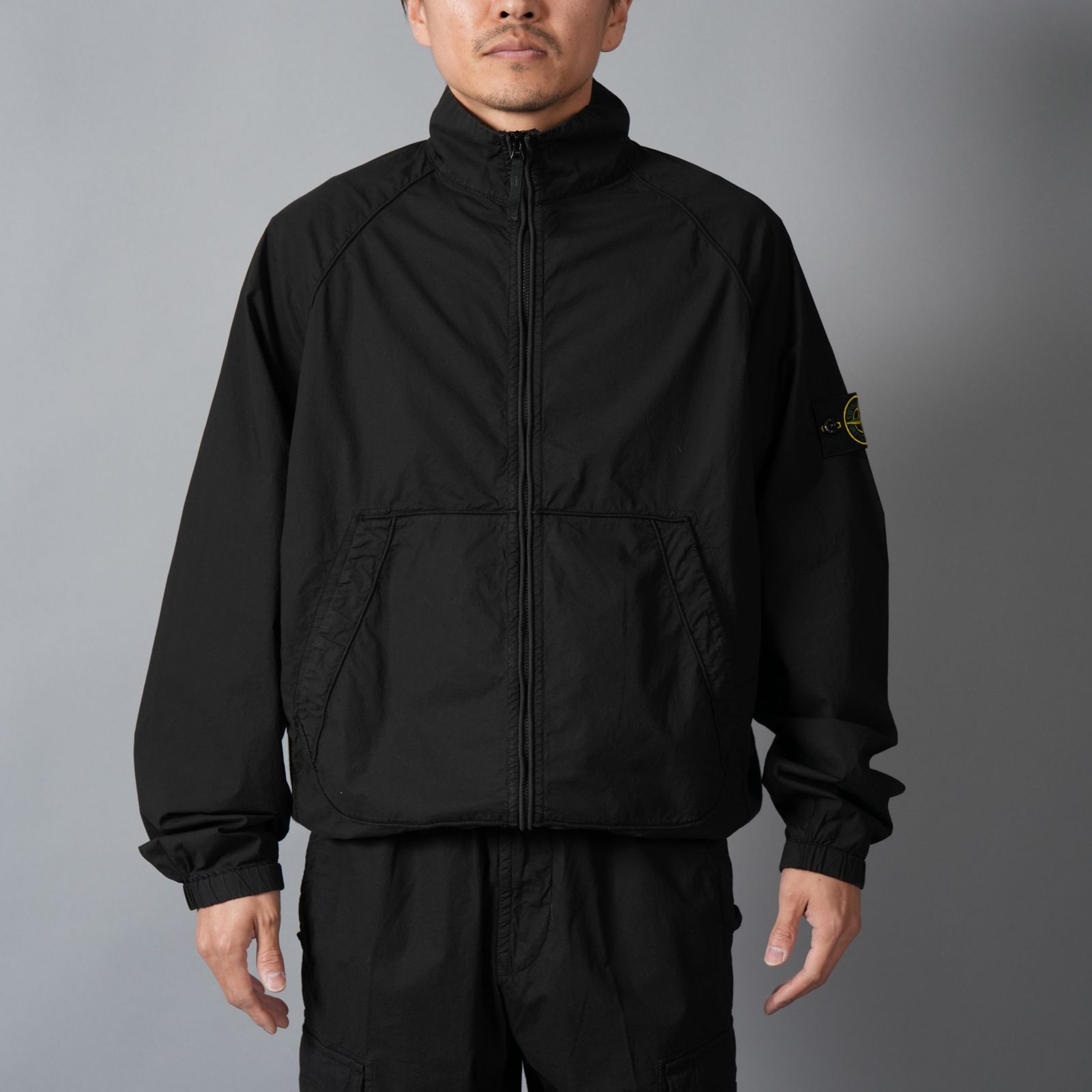 6100044 STRETCH COTTON TELA 'PARACADUTE' / トラックジャケット (ブラック)