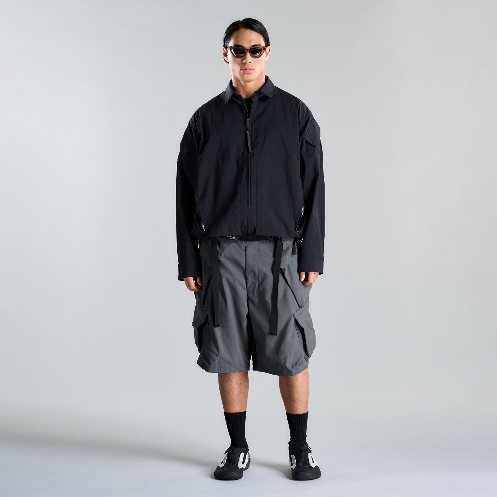 LA12-M / NYLON STRETCH SHIRT JACKET / ナイロンストレッチシャツジャケット [ストレートフィット] (ブラック)