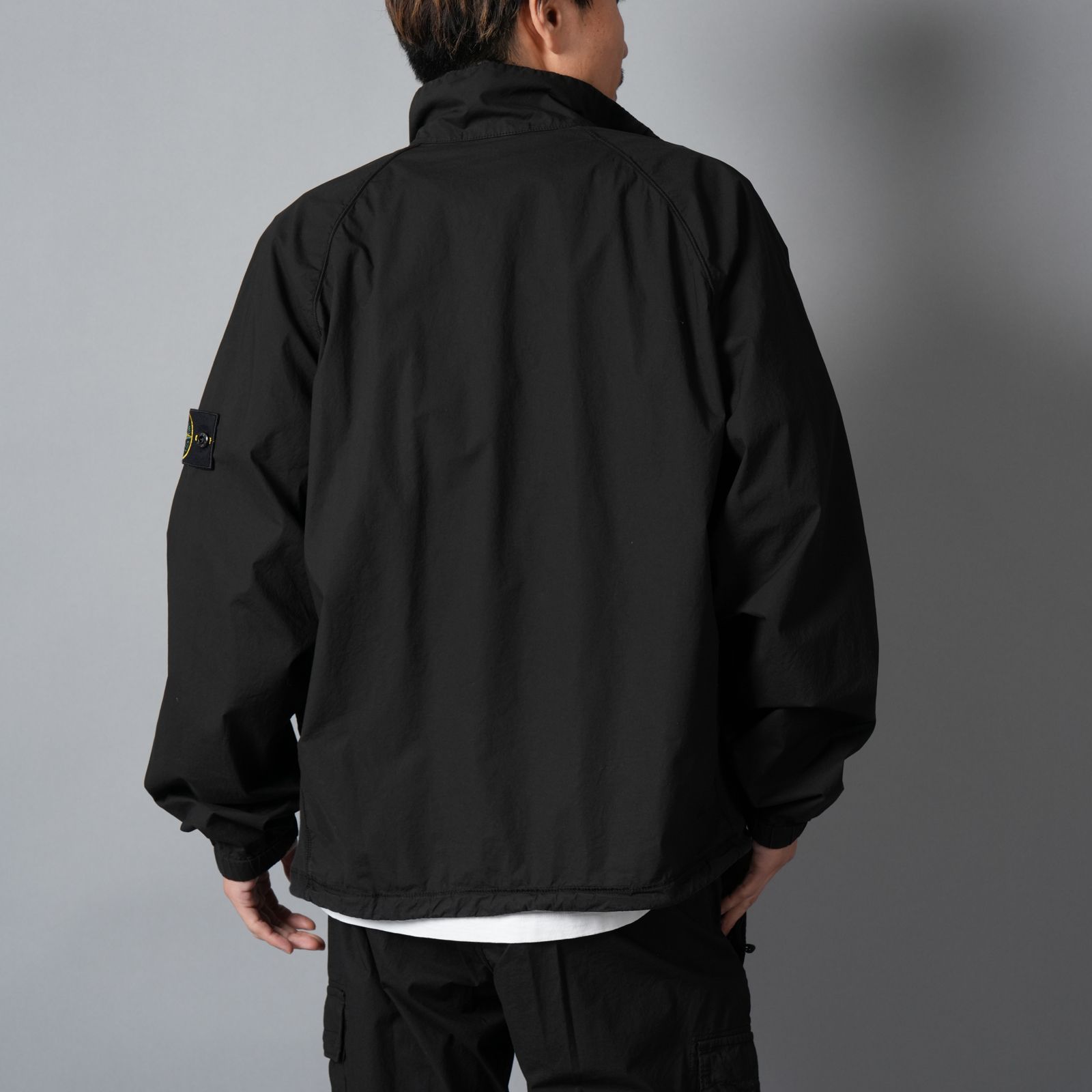 6100044 STRETCH COTTON TELA 'PARACADUTE' / トラックジャケット (ブラック)