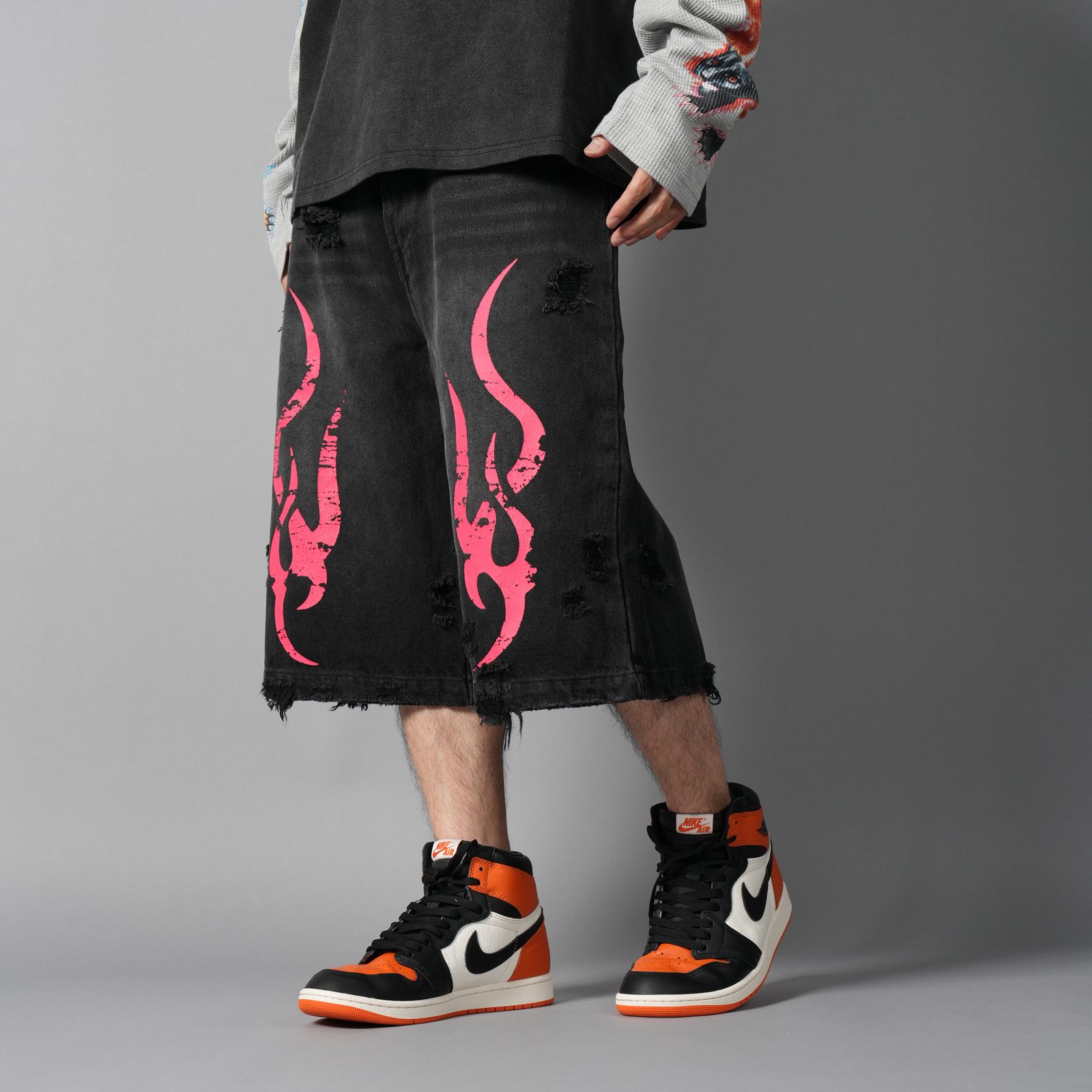 Tribal Denim Five-pocket Shorts / トライバル デニム ファイブポケット ショーツ (ブラック)