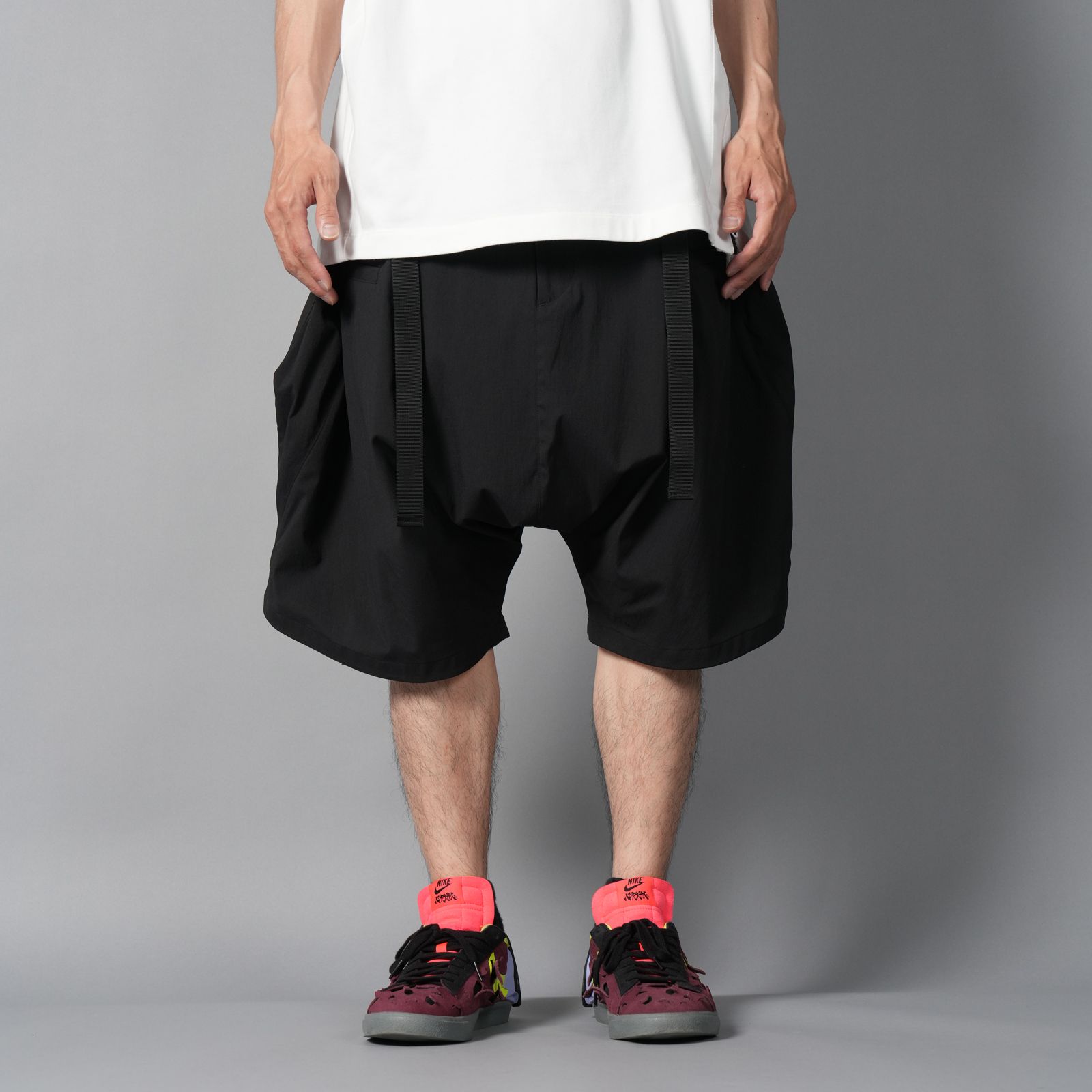 SP62-M / NYLON STRETCH WEB BELT SHORT PANT / ショートパンツ [ウルトラワイドフィット][ストレッチ入り] (ブラック)