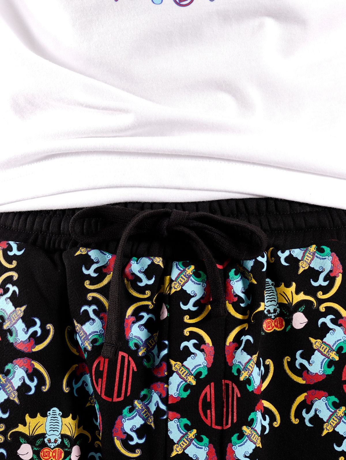 ラスト1点 / CHINESE PRINT SWEAT PANTS / チャイニーズプリント スウェットパンツ (ブラック)