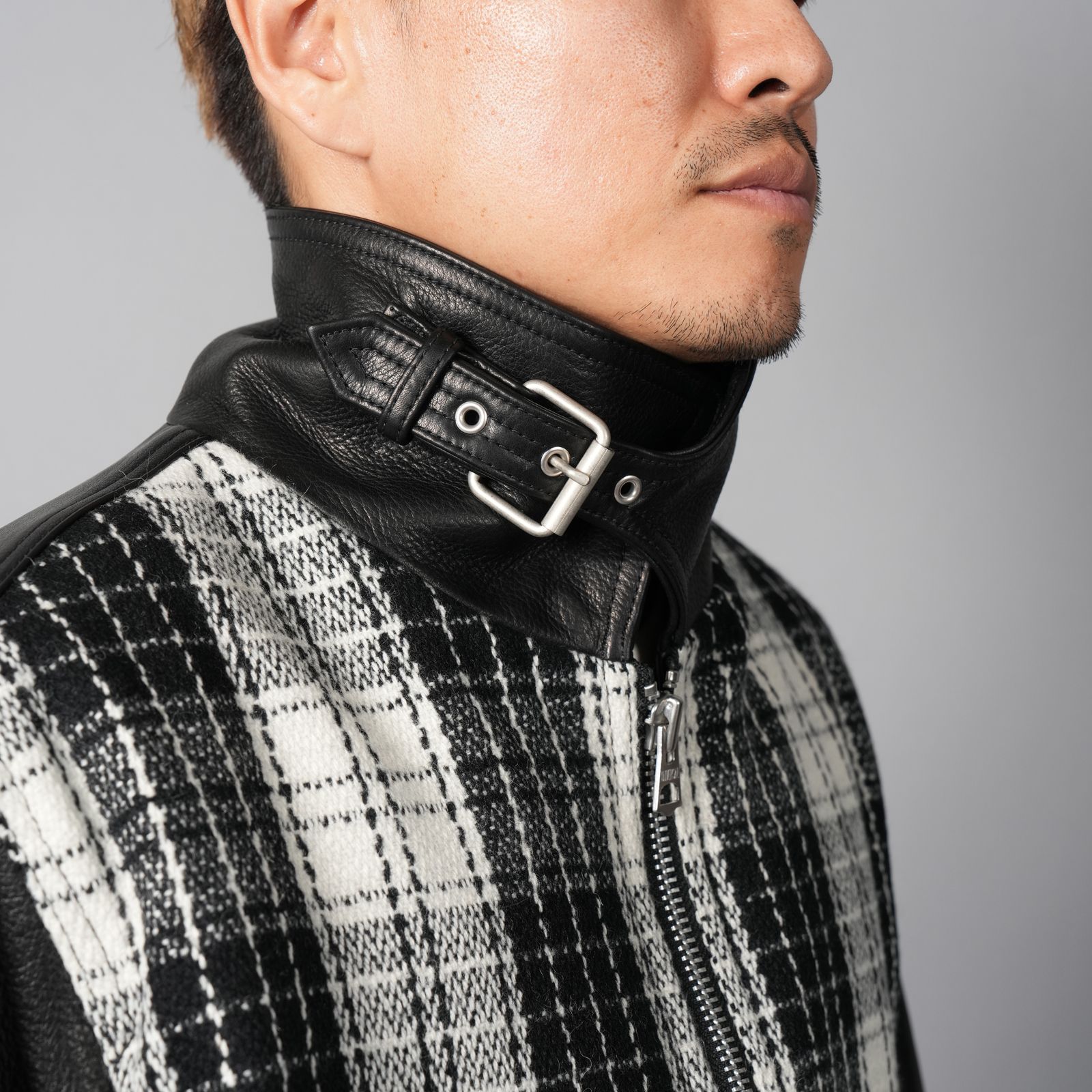 【ラスト1点】Murdoc Leather Jacket / マードックレザージャケット(ホワイト/ブラック)