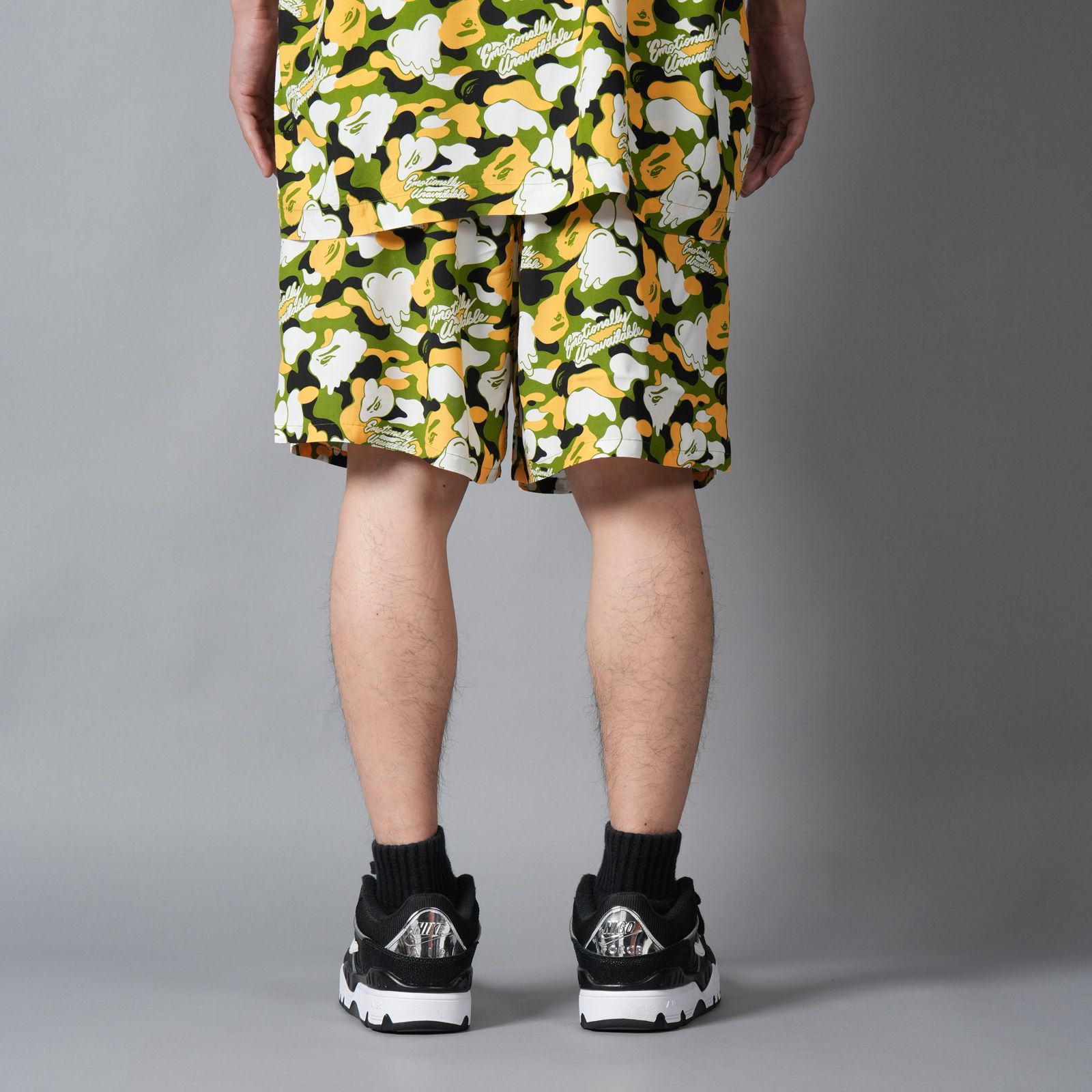【コラボ】EU-MK8-0000-C05 / EU APE ALOHA SHORTS / GREEN / ショーツ (グリーン)