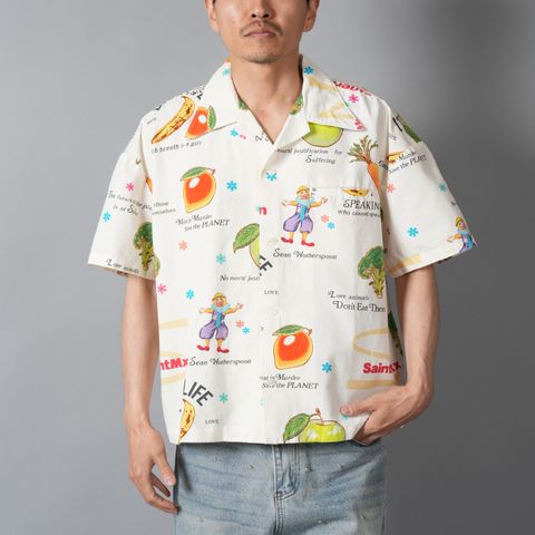 【コラボ】SM-MK8-0000-C10 / SW_OPEN COLLAR SHIRT / WHITE / オープンカラーシャツ  (ホワイト)