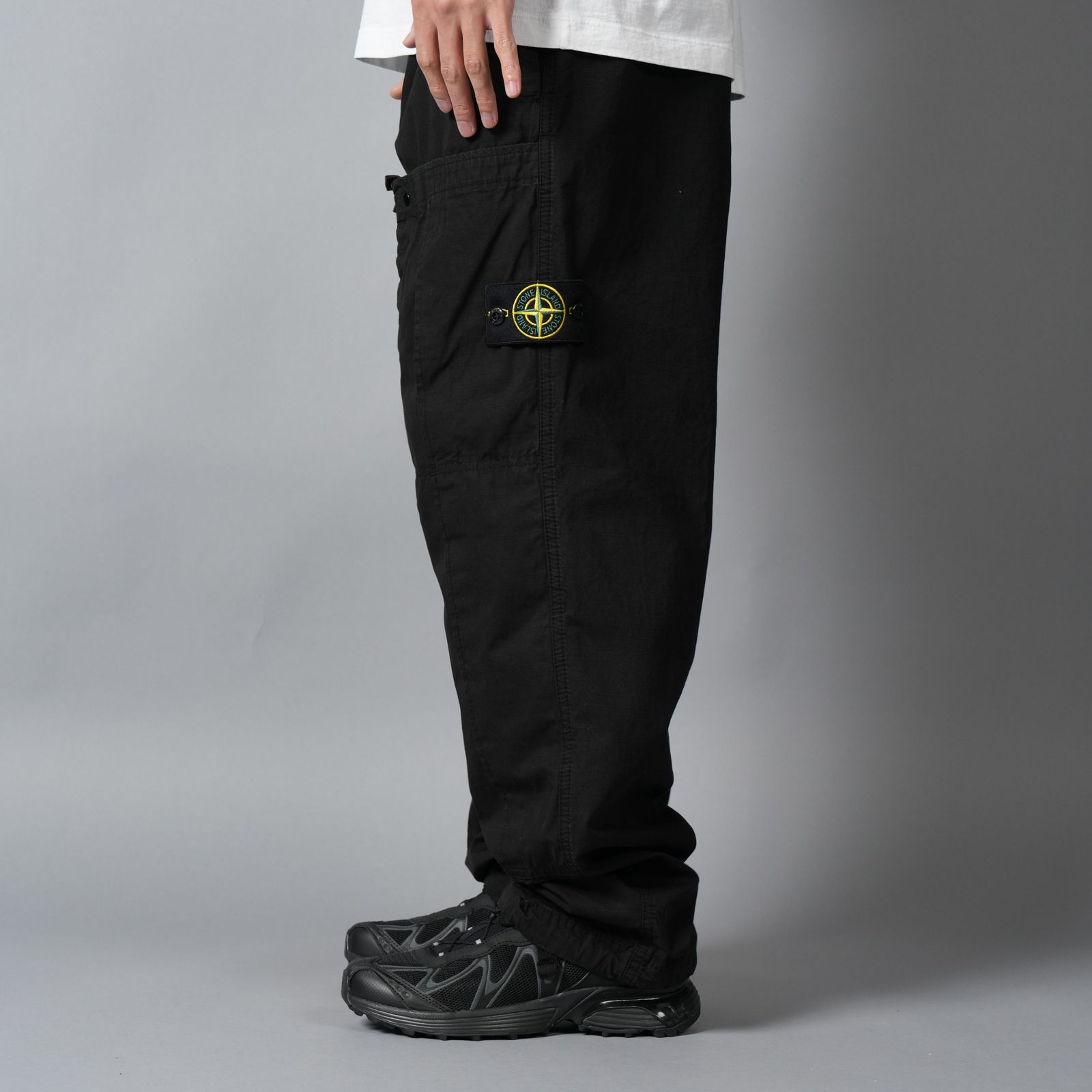 3100007 MERCERISED ORGANIC COTTON RIPSTOP / カーゴパンツ (ブラック)