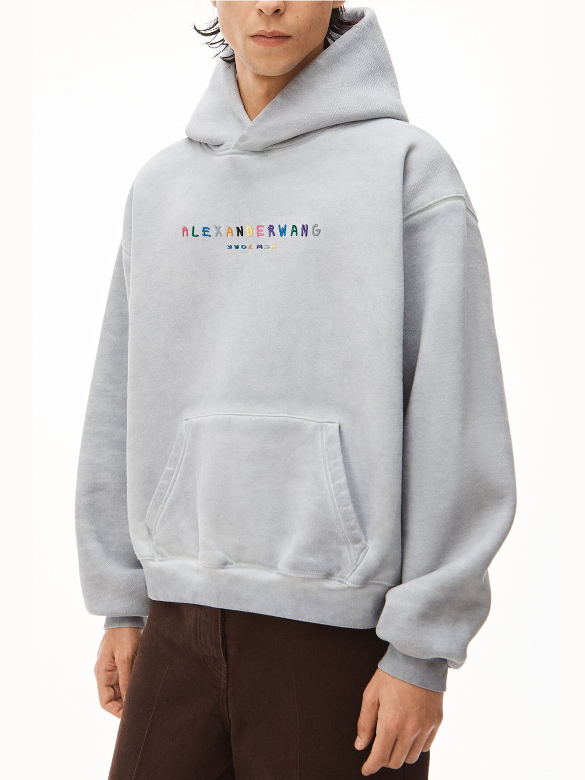 Alexander Wang - 【ラスト1点】 SWEATSHIRT HOODIE WITH MULTICOLOR PUFF LOGO / フーディー  パーカー (グレー) | Confidence