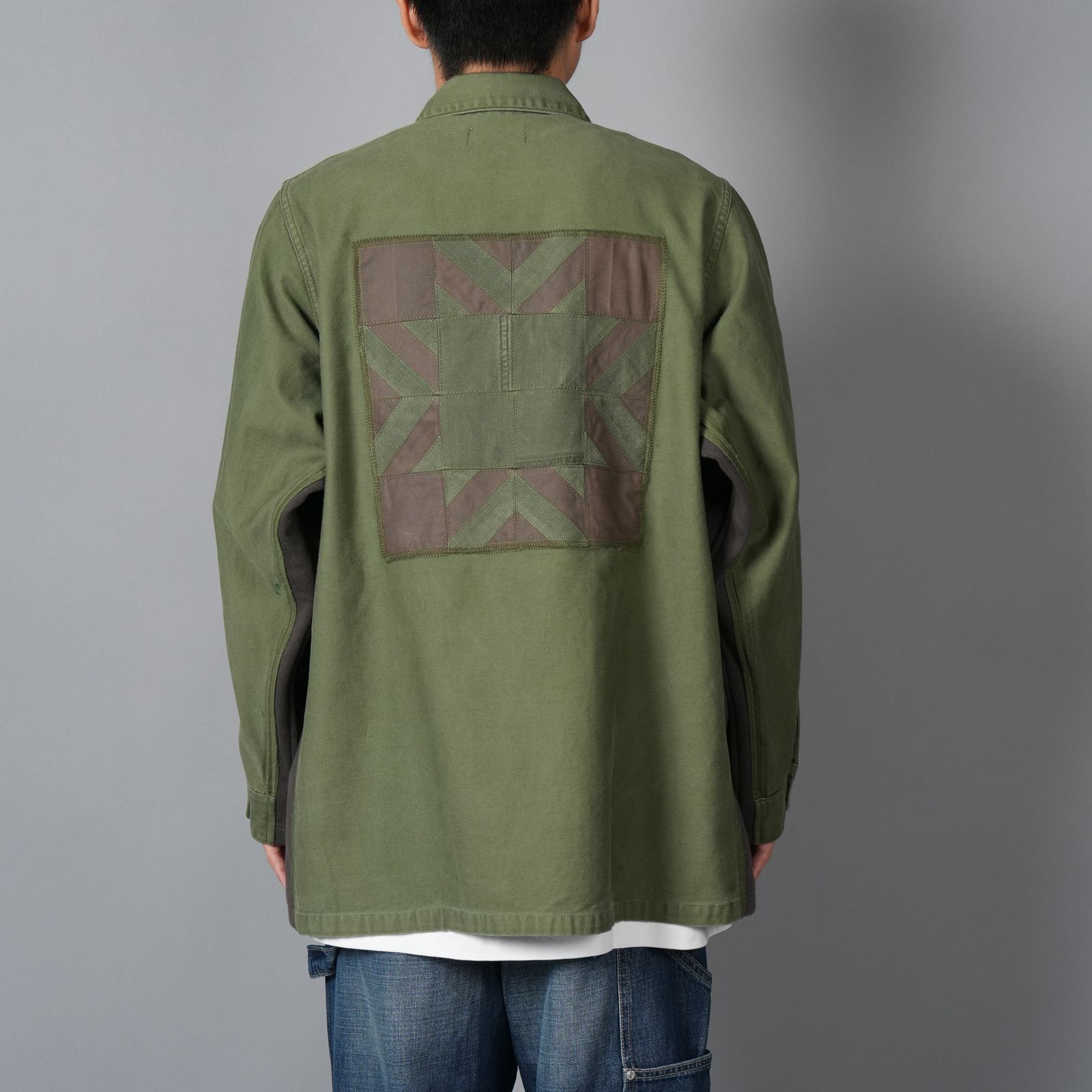 Patchwork US Army Utility Shirts  / パッチワーク ユーエス アーミー ユーテリティシャツ [古着リメイク](カーキ)