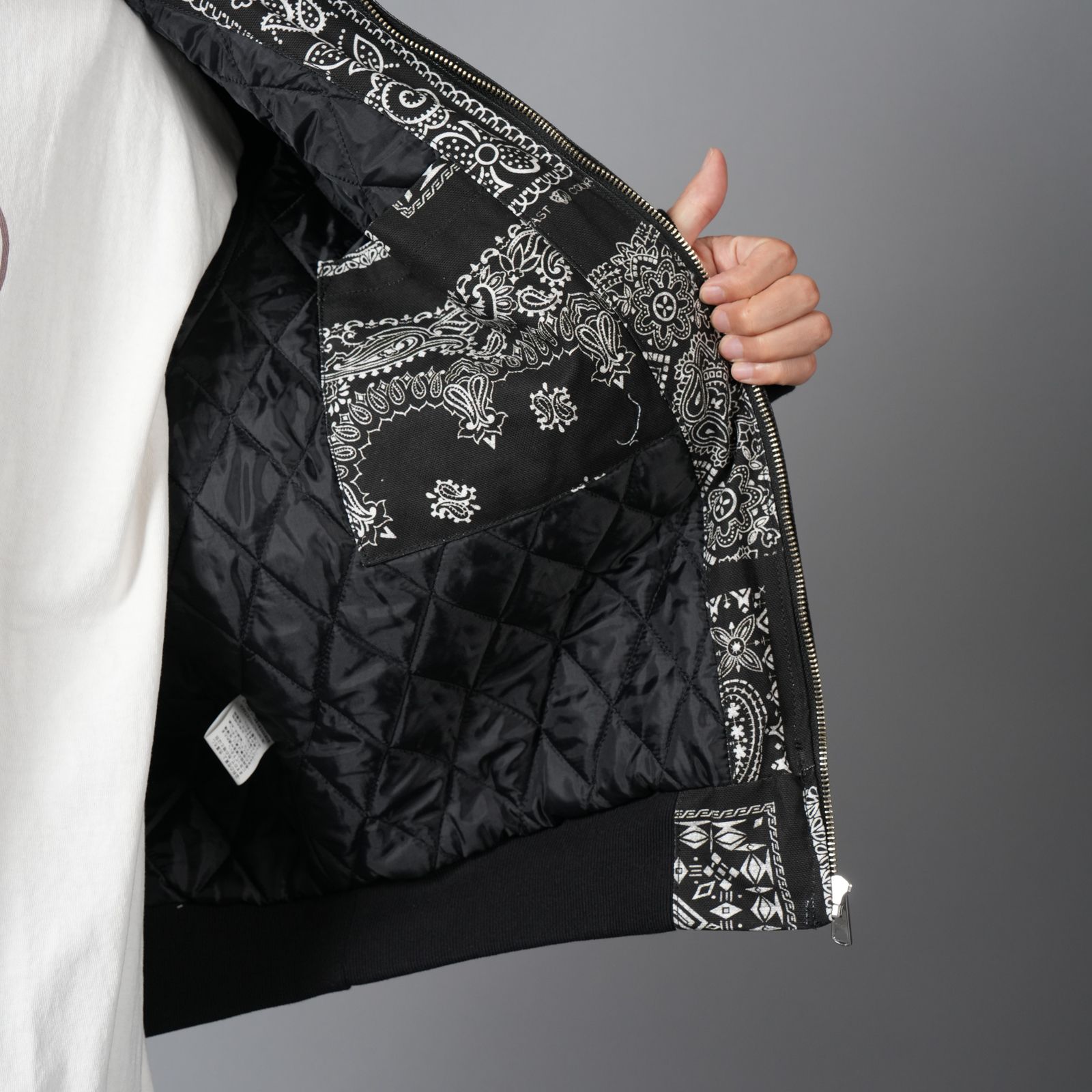 MH027 / Quilted Hoodie Jacket / キルテッド フーディージャケット (ブラック)