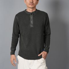 WAFFLE HENLEY NECK SHIRTS / ワッフル ヘンリーネックシャツ (ブラック)