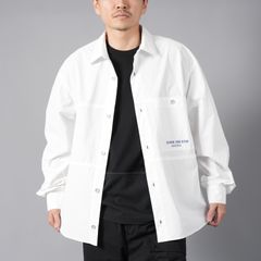 【ラスト1点】109X3 / STONE ISLAND MARINA_PLATED COTTON CANVAS  / ロングスリーブシャツ (ホワイト)
