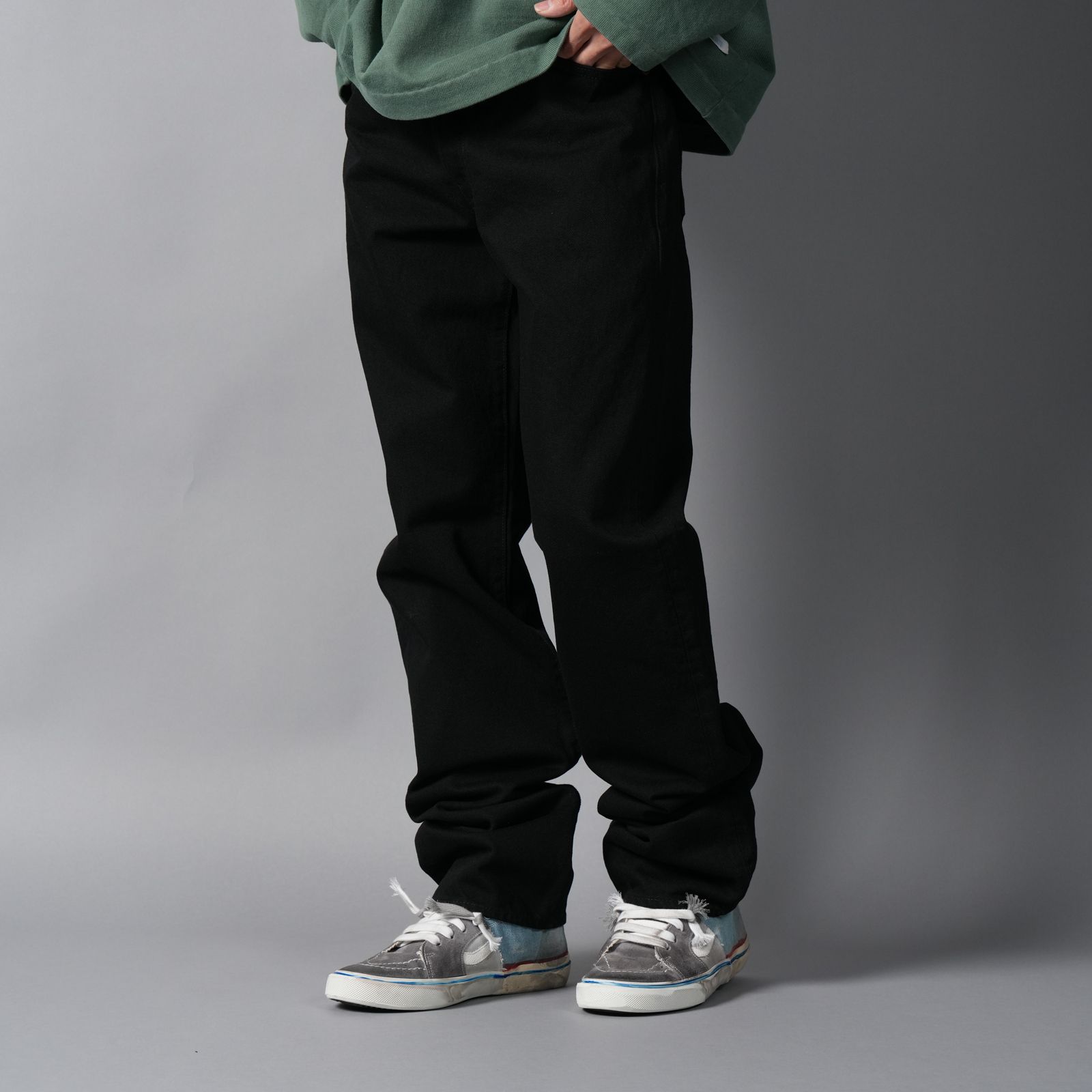 【残りわずか】SM-MK8-0000-077 / BLACK DENIM PANTS / STRAIGHT/ デニムパンツ (ブラック)