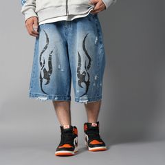 【残りわずか】 Tribal Denim Five-pocket Shorts / トライバル デニム ファイブポケット ショーツ (ヴィンテージブルー)
