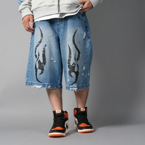【残りわずか】 Tribal Denim Five-pocket Shorts / トライバル デニム ファイブポケット ショーツ (ヴィンテージブルー)