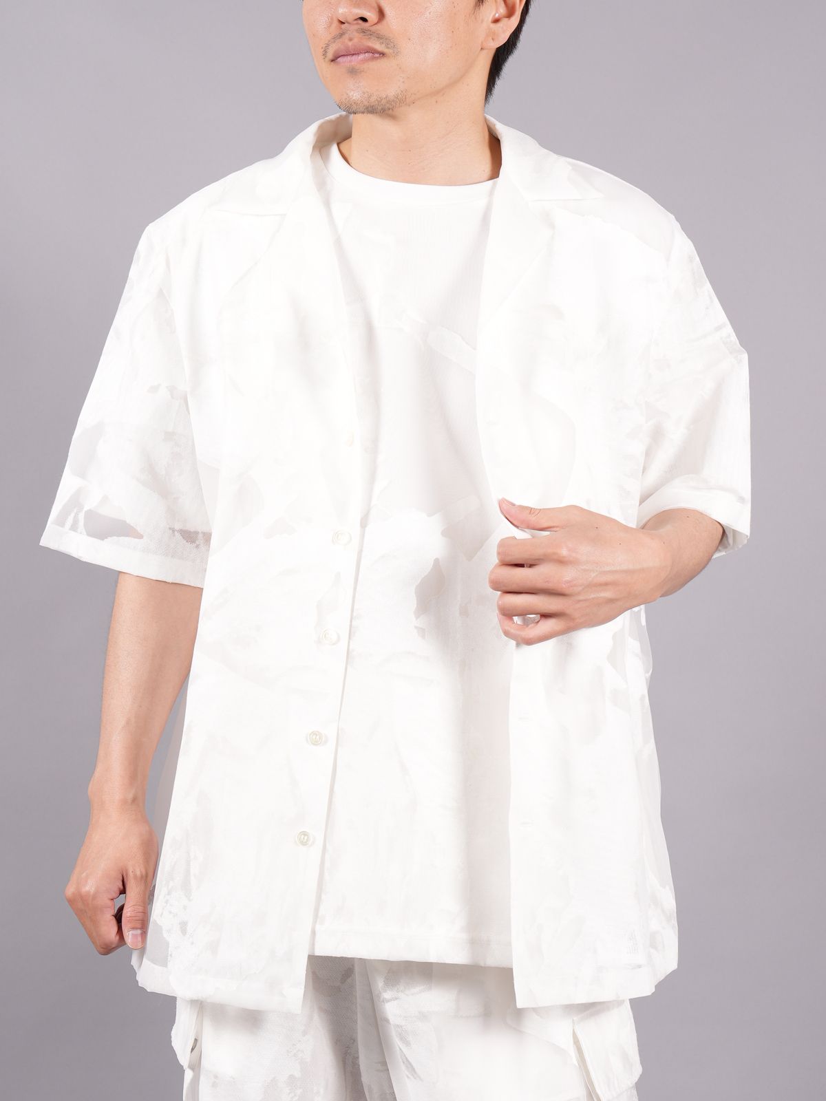 【ラスト1点】 TRANSPARENT FLOWER SHIRTS / フラワーシャツ (ホワイト)