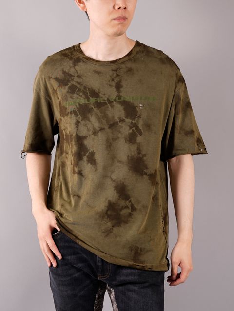 【ラスト1点】 VIRTUAL VOODOO SHORT SLEEVE /Tシャツ(オリーブ)ダメージ加工