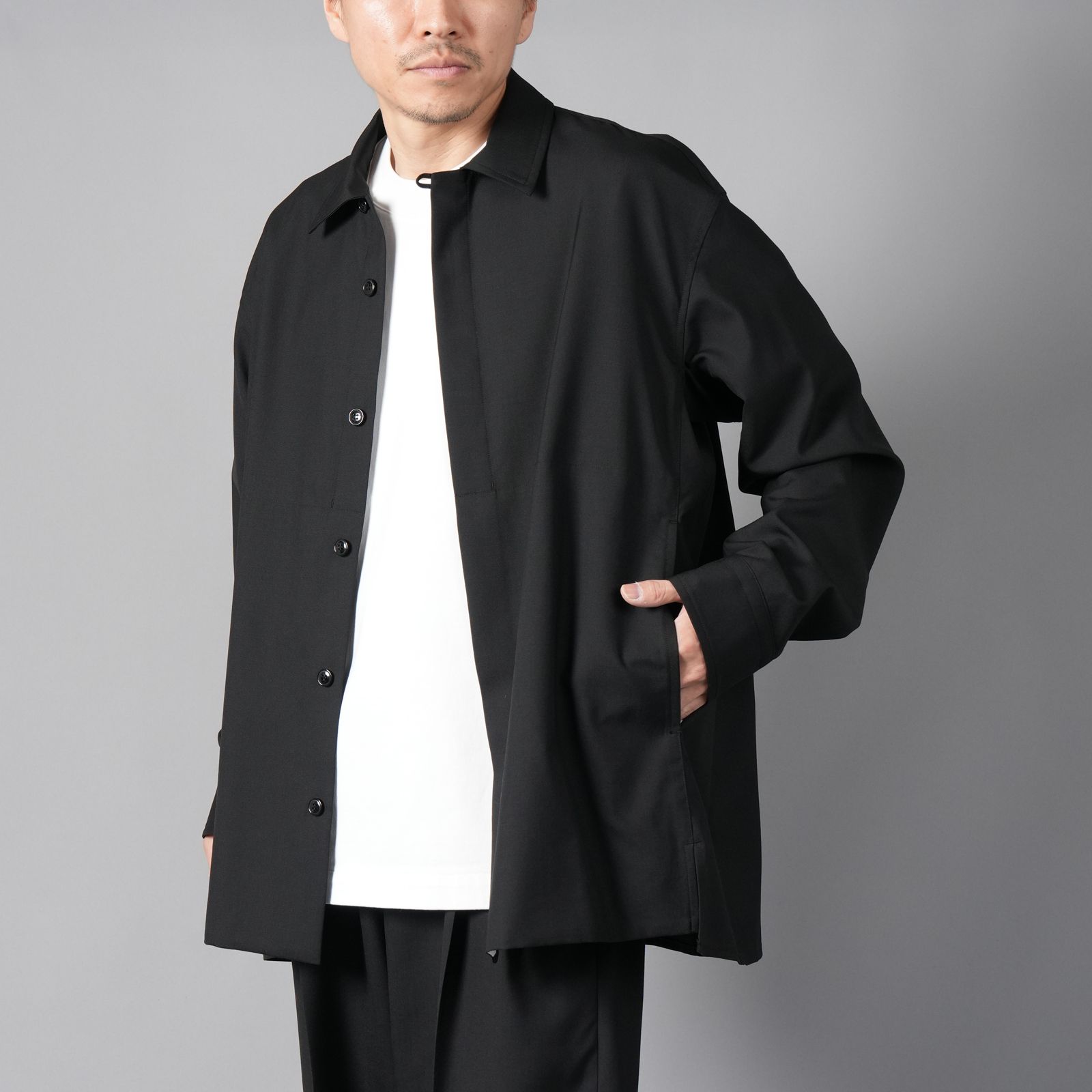 【ラスト1点】ASCENT FLY FRONT SHIRT / アセント フライ フロント シャツ (ブラック)