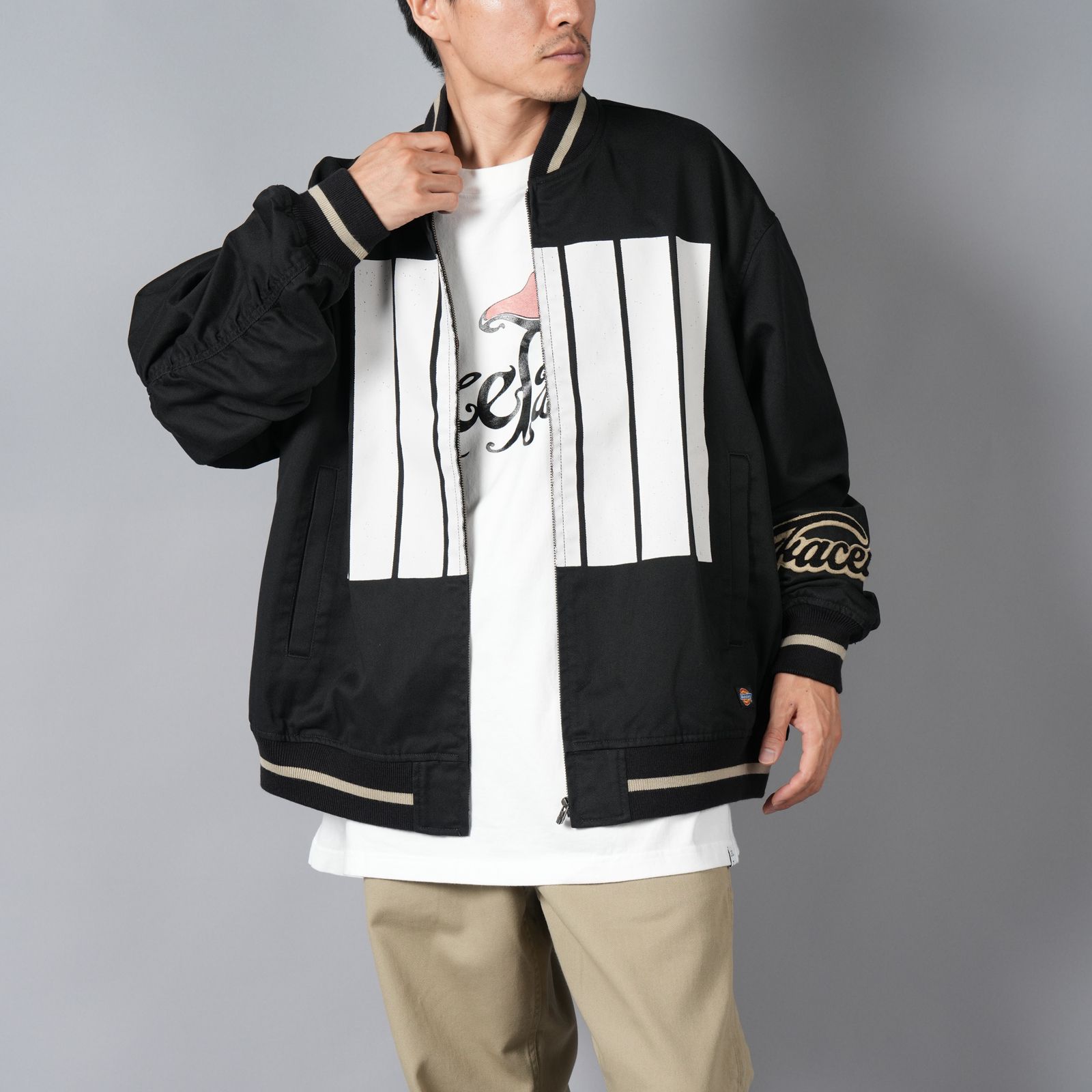 FACETASM - 【限定】FACETASM x DICKIES 7 BARS STADIUM JACKET / ファセッタズム x ディッキーズ  セブンバー スタジアムジャケット (ベージュ) | Confidence