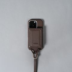 レザーストラップ付iPhoneアクセサリー - カードケース (ダークブラウン)