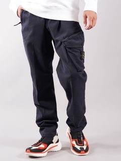 【ラスト1点】BRUSHED TEXTURED RECYCLED COTTON [REGULAR TAPERED FIT] / コットン カーゴパンツ（テーパード） / ネイビー / ガーメントダイ