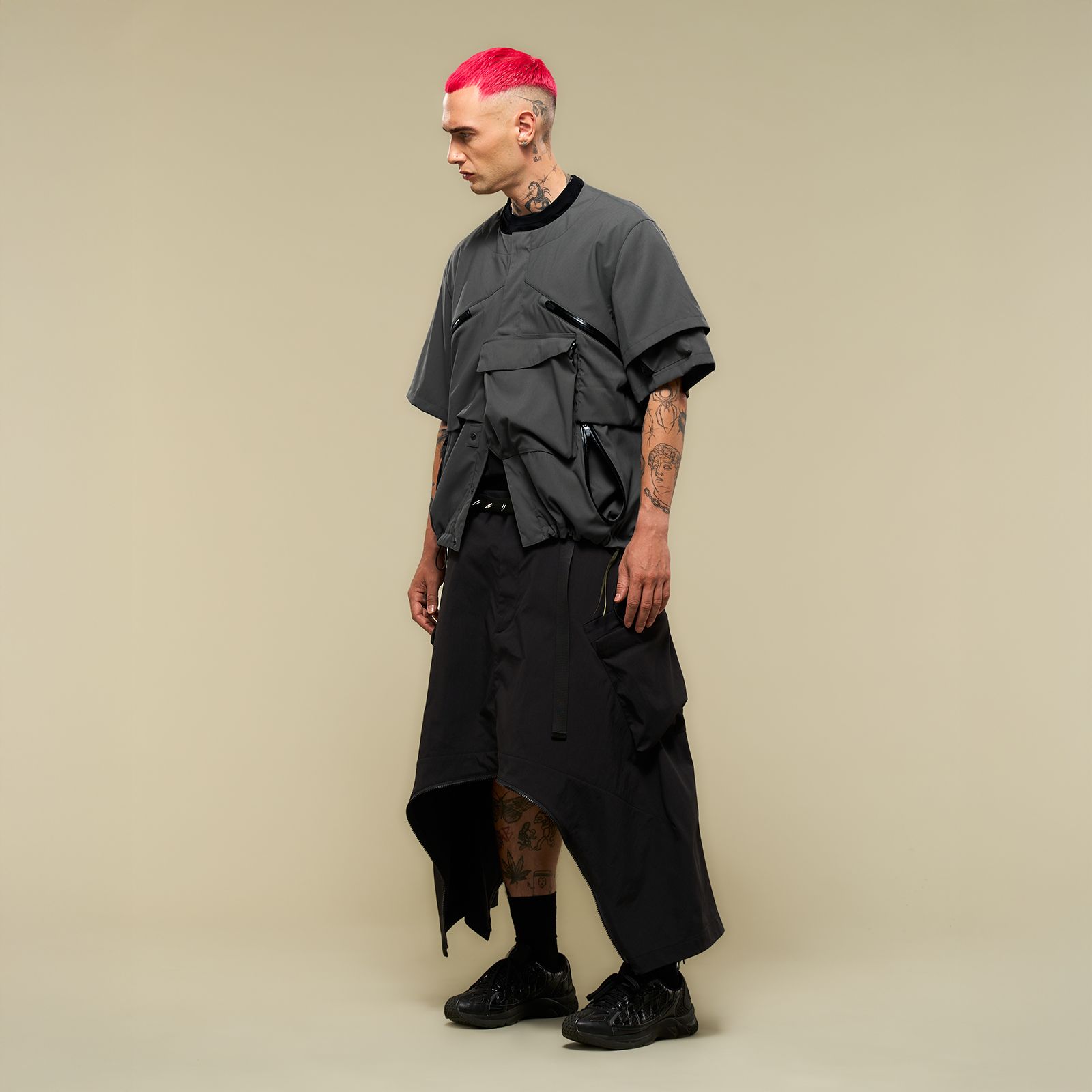 【残りわずか】V1A-M / NYLON STRETCH INTERROPS VEST / ベスト [ワイドフィット] (グレー)