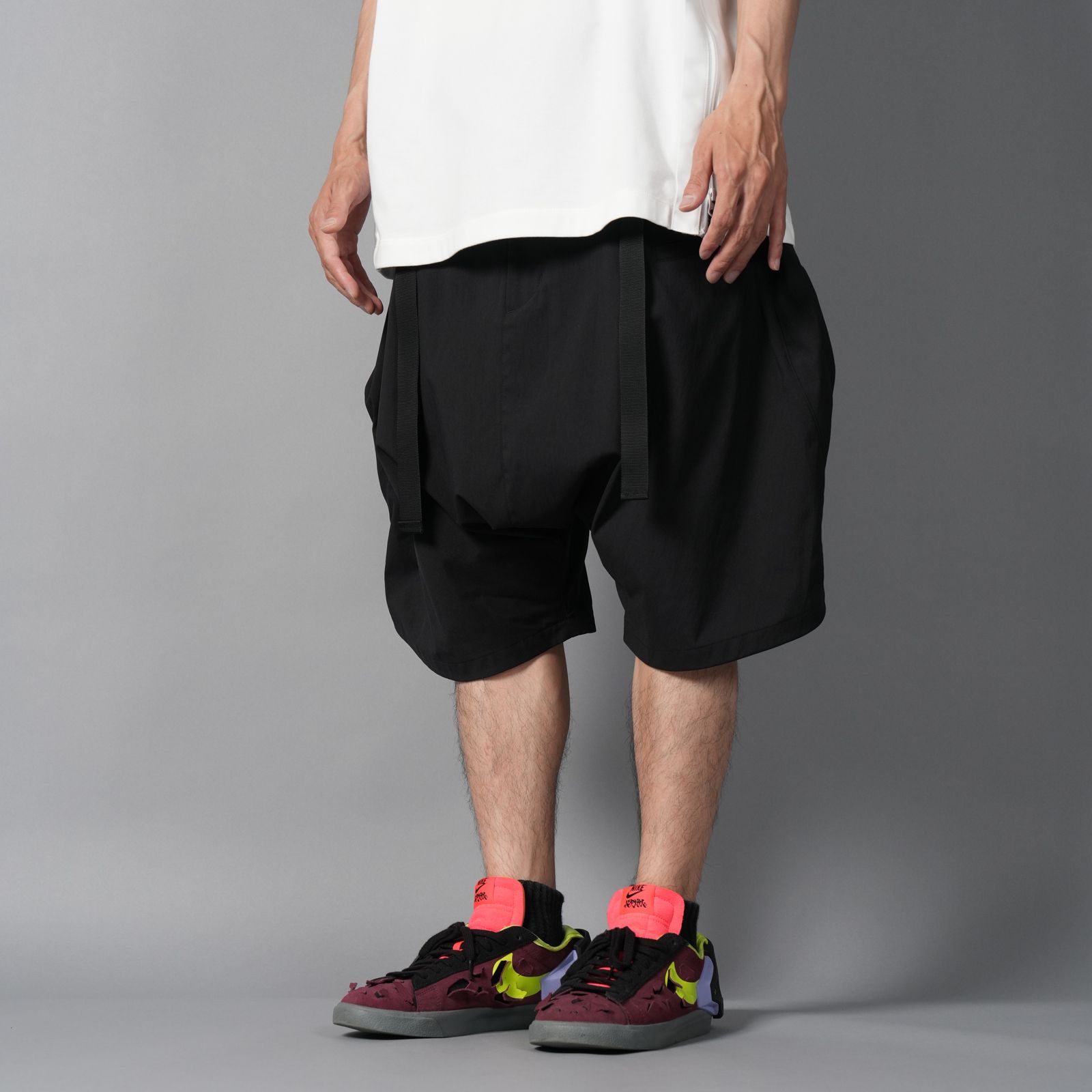 SP62-M / NYLON STRETCH WEB BELT SHORT PANT / ショートパンツ [ウルトラワイドフィット][ストレッチ入り] (ブラック)