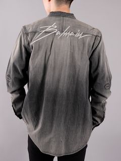 【ラスト1点】BH2 SHIRTS DENIM - デニムシャツ (長袖) / ブラック / ダメージ加工 / メンズ