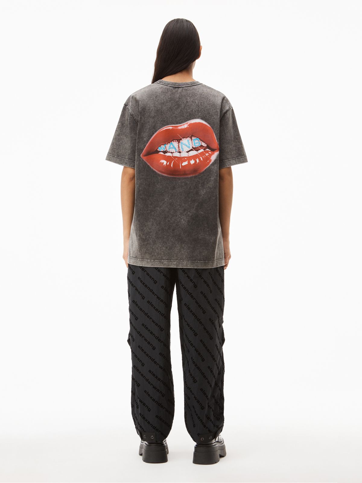 alexander wang - Hotfix logo grill tee in compact jersey