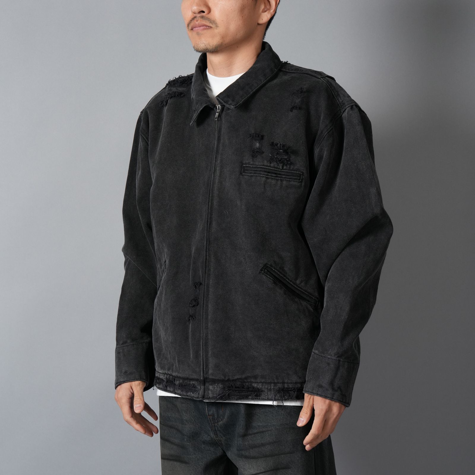 HENCH, distressed work jacket / ワークジャケット (ブラック)
