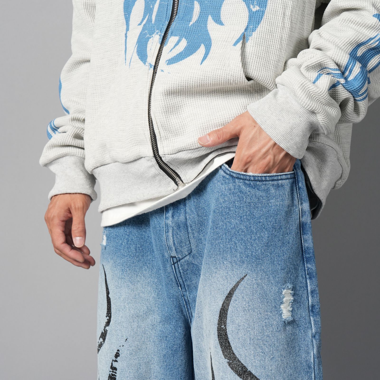 【残りわずか】 Tribal Denim Five-pocket Shorts / トライバル デニム ファイブポケット ショーツ (ヴィンテージブルー)