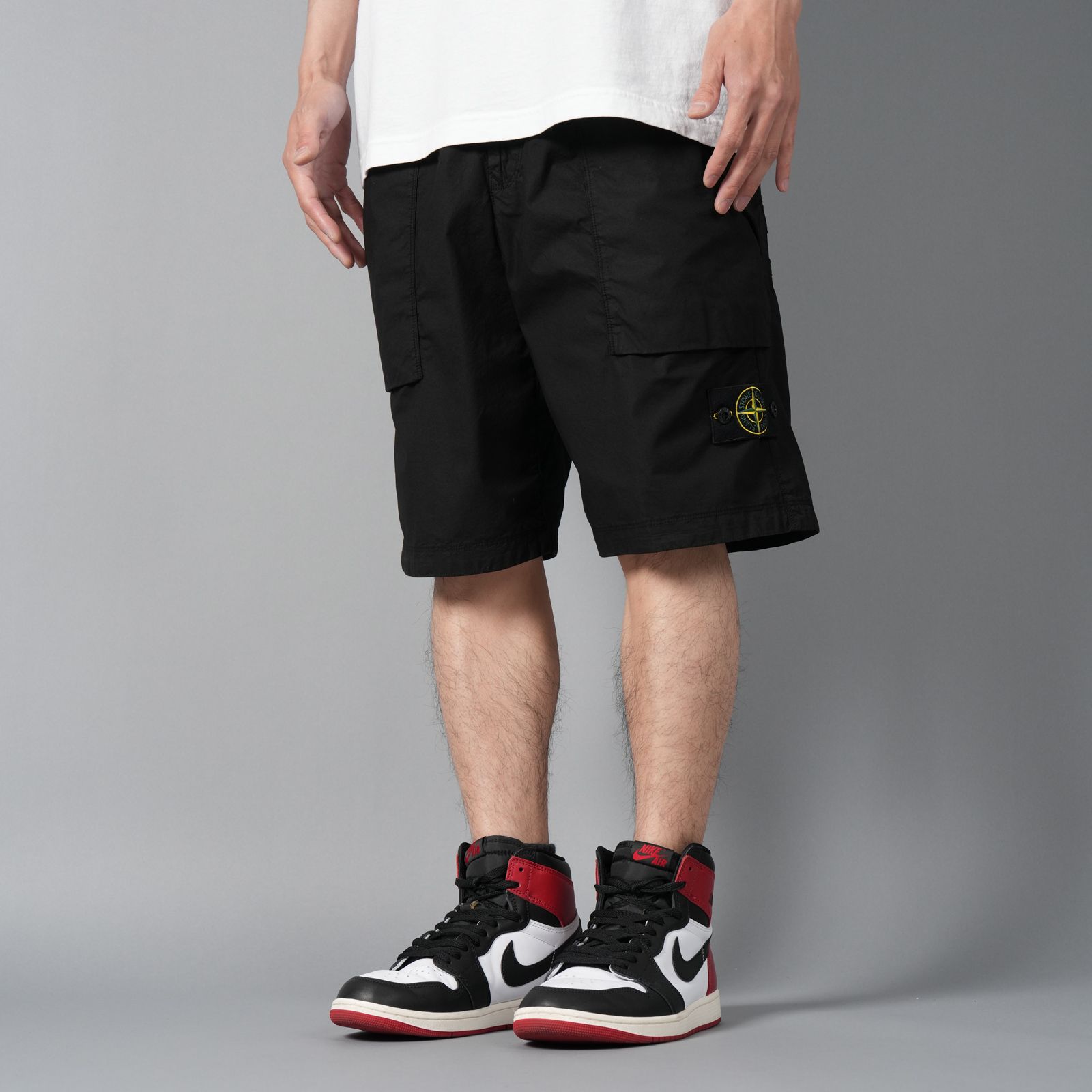 【ラスト1点】L100009 BERMUDA COMFORT SHORTS / ショートパンツ [ガーメントダイ] [ストレッチ入り](ブラック)