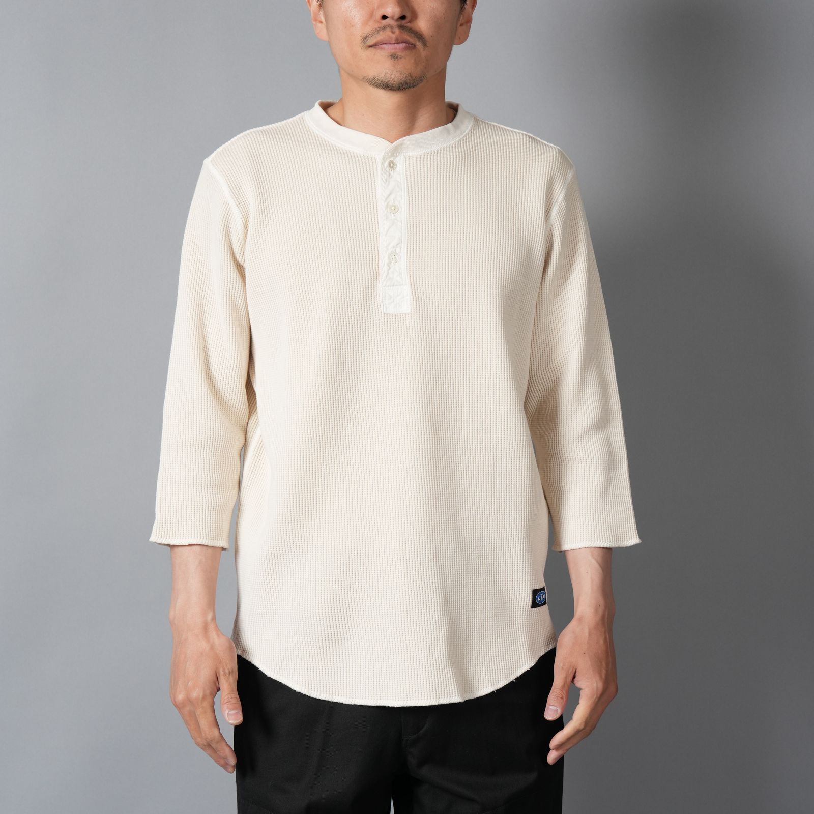 WAFFLE HENLEY (3/4)SLEEVE / ワッフル ヘンリーネック Tシャツ (ホワイト)