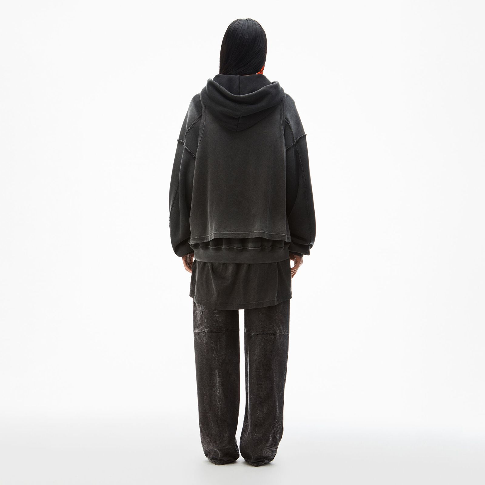 OVERSIZED UNISEX TRIPLE LAYER HOODIE / コットン オーバーサイズ トリプルレイヤー フーディー 【ユニセックス】 (ブラック)
