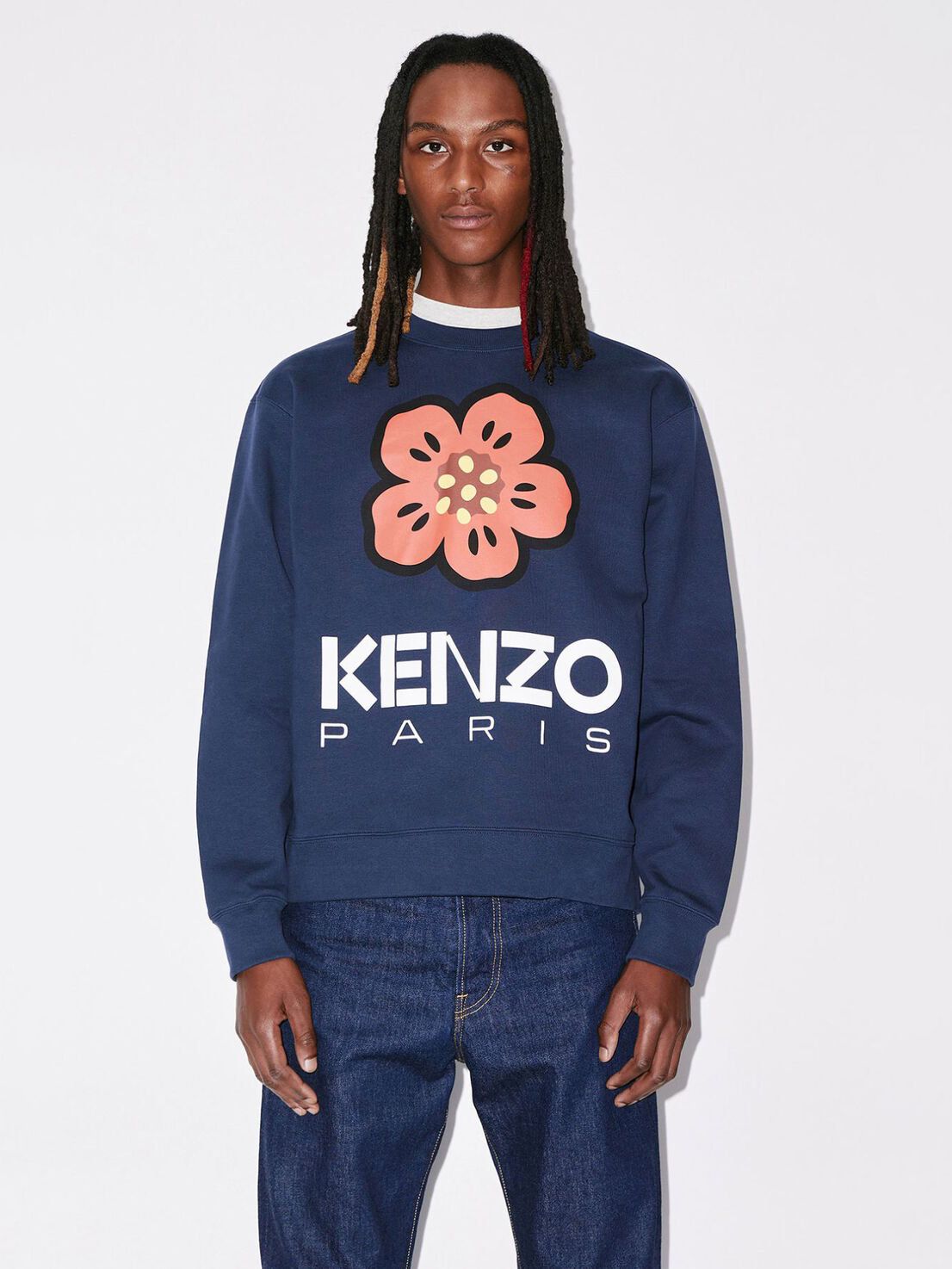 新品 KENZO タイガー 刺繍 ロゴ 裏起毛 スウェットシャツ ネイビー XL