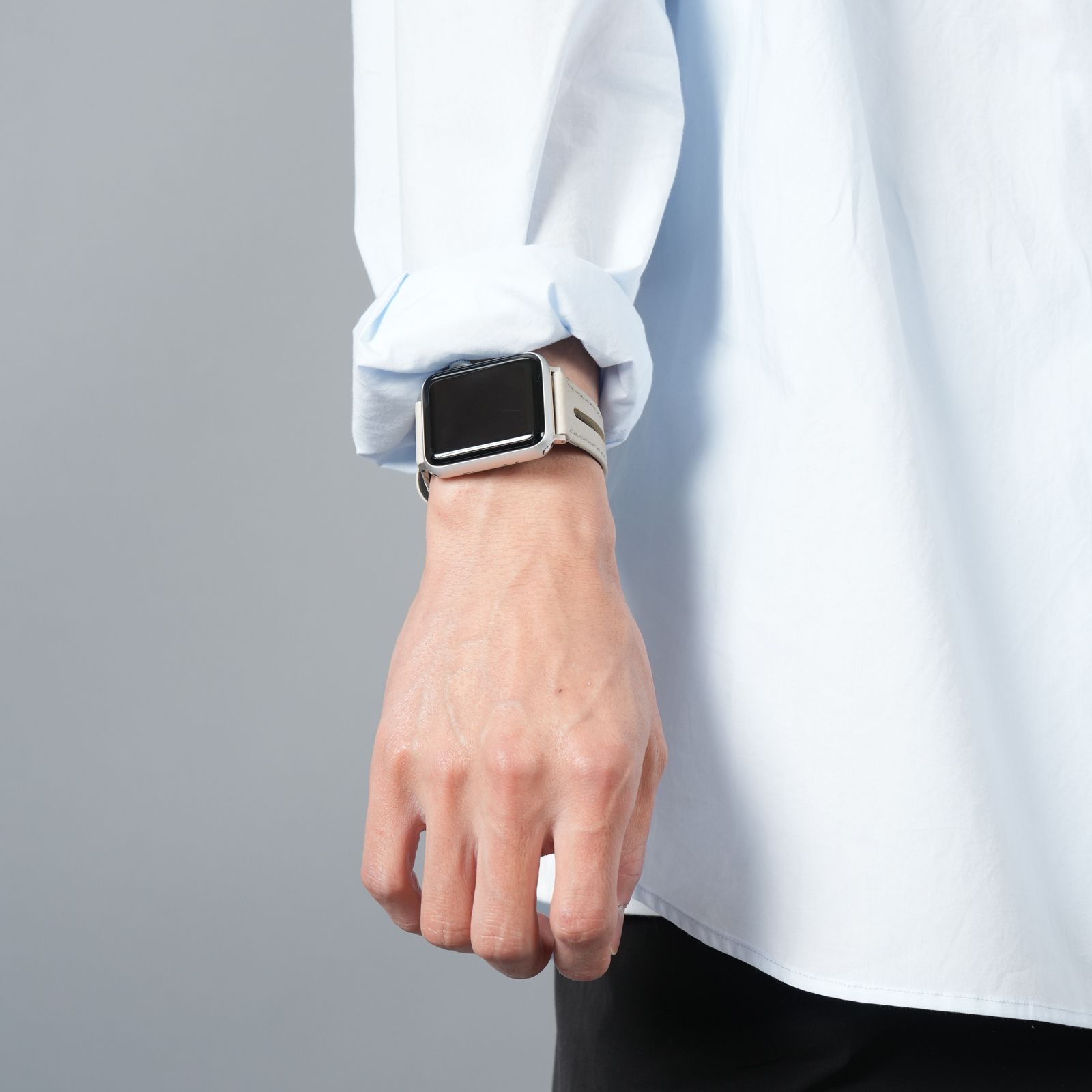 レザーハイブリッドバンド for Apple Watch (ホワイトベージュ)